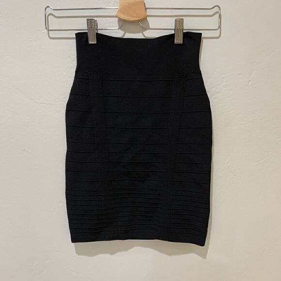 ROCK & REPUBLIC ribbed bodycon midi skirt bandage skirt black S - Picture 10 of 10